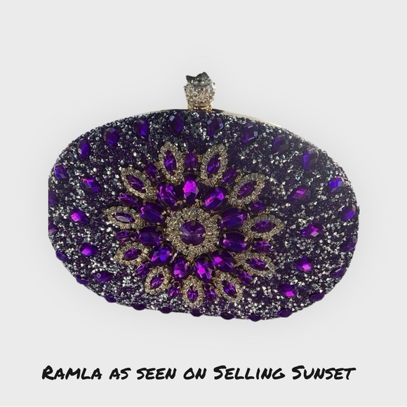 Ramla Handbags - Ramla Handmade in Morocco Purple Crystal Clutch